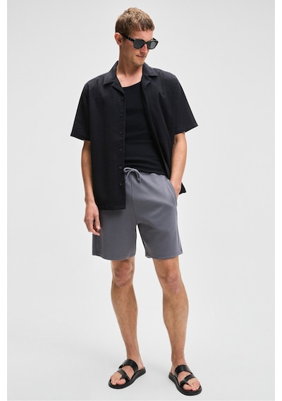 Grimelange TYRONE Erkek Beli Lastikli Arka Tek Cepli Relaxed Fit Gri Şort