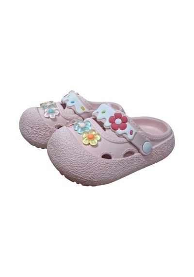 Calx Kız Çocuk Çiçek Figürlü Kaydırmaz Taban Terlik Sandalet Bnt8160 Pudra