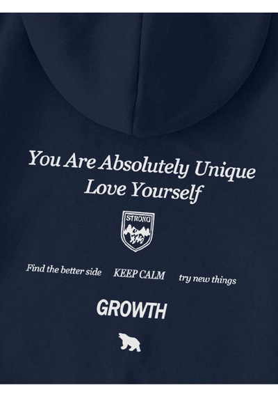 Growth Keep Calm Sweatshirt - Lacivert Baskılı Oversize Kalın Kışlık Kapüşonlu Lacivert Growth Keep Calm Sweatshirt - Lacivert Baskılı Oversize Kalın Kışlık Kapüşonlu Lacivert