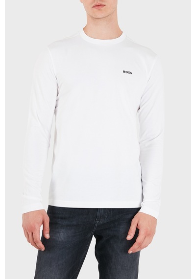 Boss Logolu Regular Fit Bisiklet Yaka Uzun Kollu Sweat Erkek Sweat 50506365 100 Beyaz