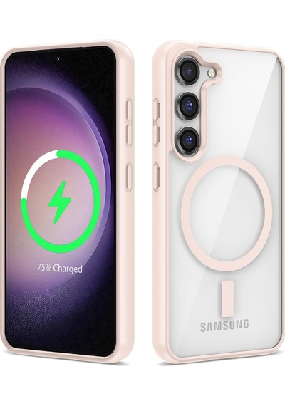 Galaxy S23 Plus Uyumlu Magsafe Wireless Şarj Özellikli Silikon Zore Ege Kılıf-pembe Pembe