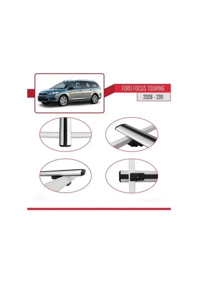 Ford Focus Tourıng 2008-2011 Arası İle Uyumlu Basic Model Ara Atkı Tavan Barı Gri 3 Adet