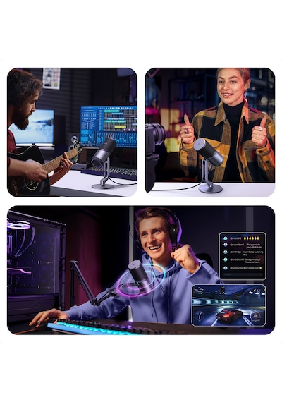 Ugreen Mikrofon 24bit/96khz Işıklı Usb Ses Kontrolü, Yayın, Oyun, Kayıt, Ps5 Kondenser Mikrofon, 35629