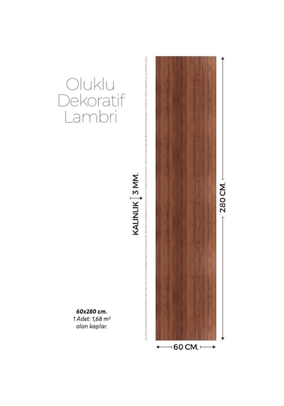 Brano Koyu Kahve Ceviz Desen Duvar Lambiri 60x280 Cm-kendinden Yapışkanlı 311-60