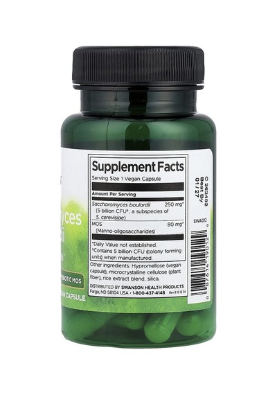 Swanson Vitamins, Saccharomyces Boulardii With Prebiotic Mos, 30 Vegan Capsules