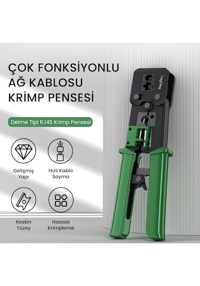 Veggieg 6p/8p Cat8 Cat7 Cat6 Rj45 Ethernet Jack Pensesi Rj11 Rj12 Telefon Kablosu Jak Kesme Soyma Sıkma Aleti 80468982