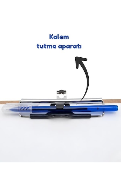 Temel 1/3 A4 Ahşap Sekreterlik Metal Klipsli Kalem Tutma Aparatlı