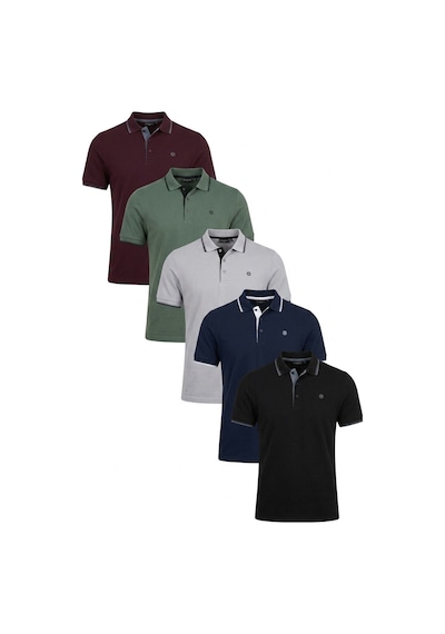 Buratti Pamuklu Slim Fit Şerit Detaylı Düğmeli Polo Yaka 5'Li Paket Erkek T Shirt 5902118S5 Siyah-Vişne-Haki-Lacivert-Taş