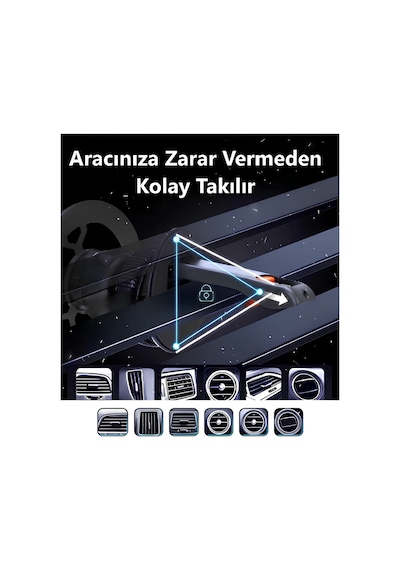 Araç İçi Menfez Telefon Tutucu Magsafe Uyumlu İçindeki Yapışkan Mıknatıs İle Tüm Telefonlara Uyumlu Siyah
