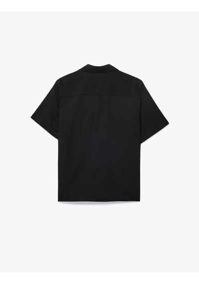 Koton Regular Fit Kısa Kollu Dokulu Apaş Yaka Gömlek Siyah 6sam60009hw