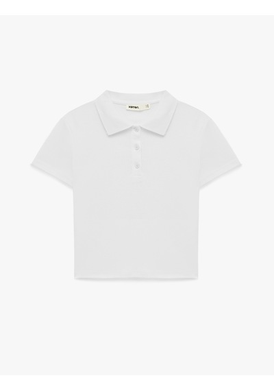 Koton Pamuklu Slim Fit Kısa Kollu Düğmeli Polo Yaka Tişört Beyaz 6sak50482ek