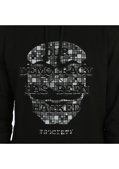 Bant Giyim - Mr Robot Siyah Kapşonlu Erkek Sweatshirt Hoodie