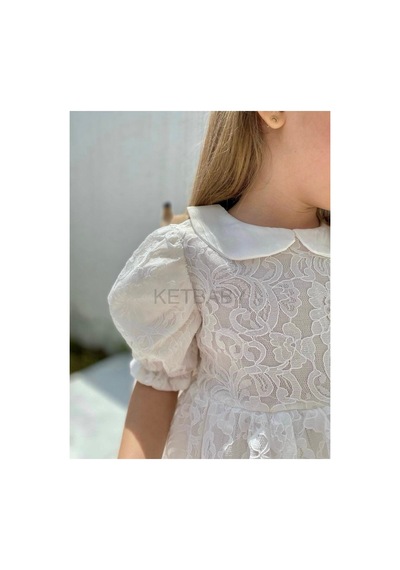 Ketbaby Kız Çocuk Dantel Elbise Kısa Kol Beyaz Beyaz
