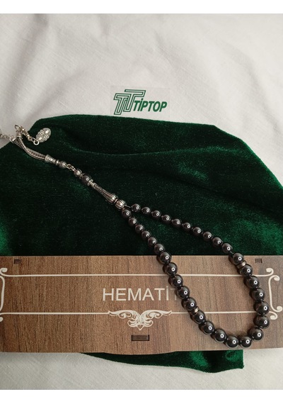 Tiptop/ Hematit Taşlı Kutulu Özel Yapım Tesbih Füme
