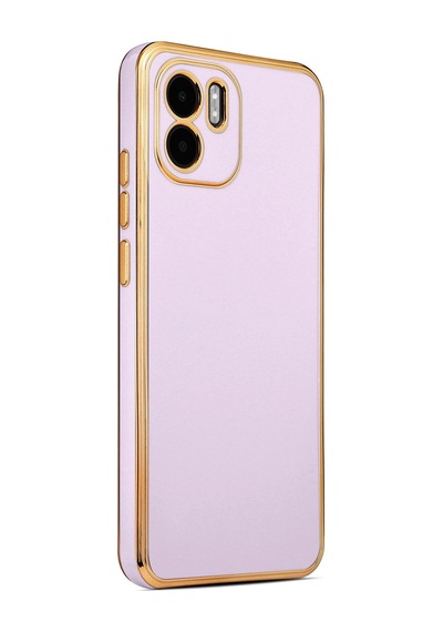 Xiaomi Uyumlu Redmi A1 Kılıf Zore Kenarı Gold Renk Silikon Bark Kapak