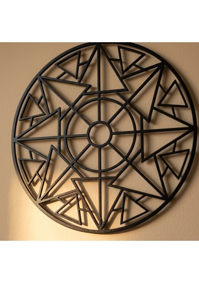 Geometrik Üçgen Mandala Siyah