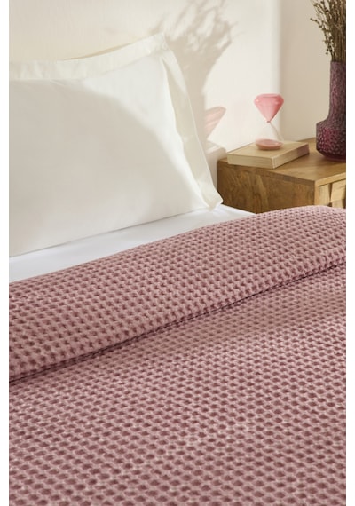 Karaca Home Mady %100 Cotton Waffle Çift Kişilik Tek Pike Pembe Pembe