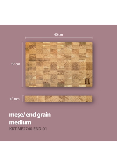 Kaf Ahşap Kesme Tahtası Meşe End-grain Medium