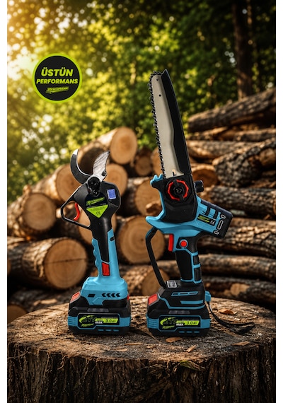 R-9908-9108 2'li Set Şarjlı Testere Ve Budama Makası 21v - 3.0 Ah - Dijital Göstergeli