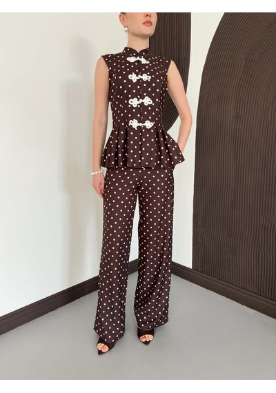 Verymoda Puantiyeli Pantolon D3075 Kahve