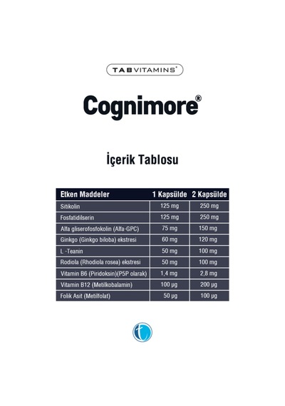 Cognimore 60 Kapsül Tabvitamins Tanışma Paketi Shaker Hediyeli
