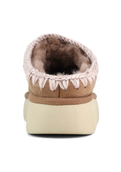 Terlik/ Panduf Ev Kadın Mu.fw531001a Pkbro Mou Bounce Clog Metal Logo Beige Suede Beige Suede Bej