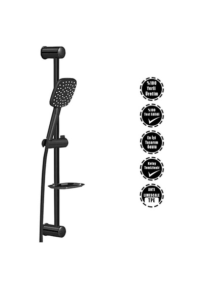 Valtemo E Jet Black El Duşu Siyah Yuvarlak Vs-6180 Diğer