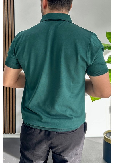 Erkek Desenli Polo Yaka Tişört Yeşil Edw460 Yeşil
