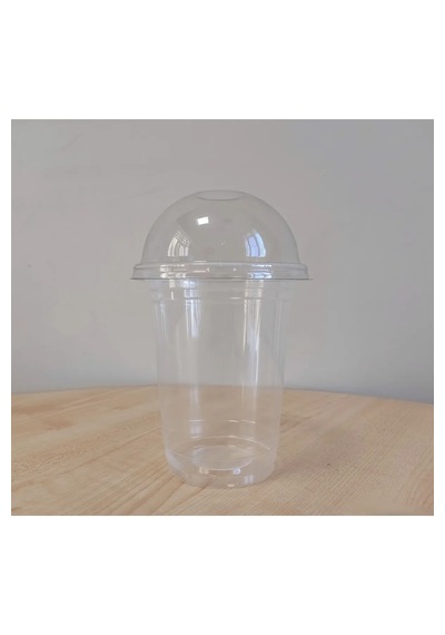 Plastik Şeffaf Bardak 95x400cc 14 Oz Bardak +bombe Kapak 300'lü