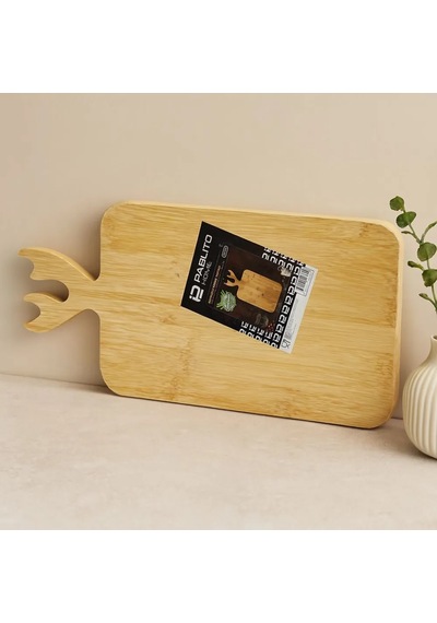 Jenerik Ahşap Bambu Kesim Panosu 22x36 Cm Geyik Boynuz Saplı Çok Renkli