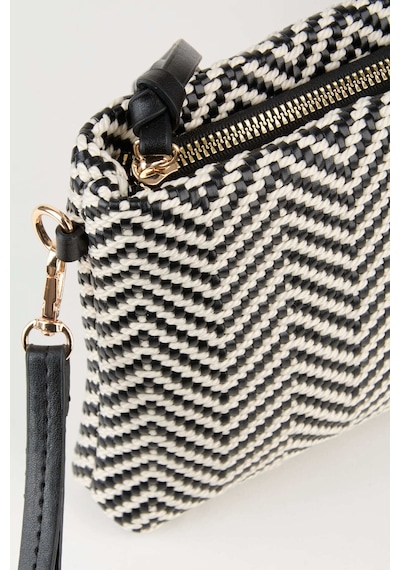 Vivaq Kadın Bellis Balık Sırtı Siyah-beyaz Astarlı Bilek Askılı Portföy El Ve Clutch Çanta Siyah Beyaz