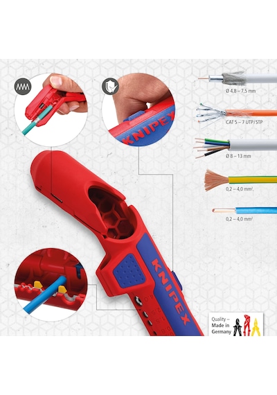 Knipex Ergostrip Sağ Elini Kullananlar İçin Üniversal Soyma Aleti 135 Mm 16 95 01 Sb