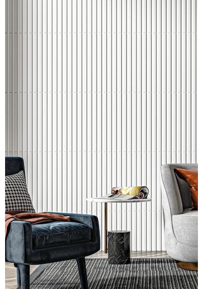 50cm X 50cm 1 Adet 3d Abs Malzeme Pvc Dayanıklı Duvar Paneli Silinebilir Lambiri Model Beyaz Panel