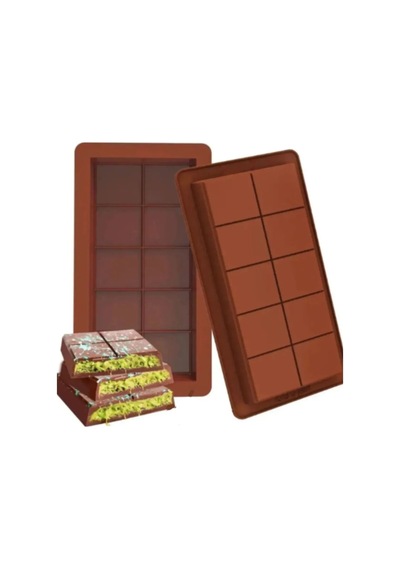 2 Adet - Dubai Çikolatası Kalıbı Çikolata Kalıbı Bpa Free Küçük Boy 15 X10cm Silikon Kahverengi Diğer