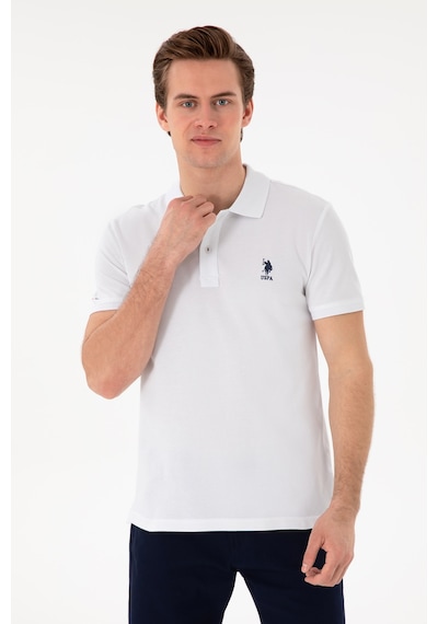 U.S. Polo Assn. Erkek Slim Fit Polo Yaka Beyaz Basic Tişört 50298041-VR013