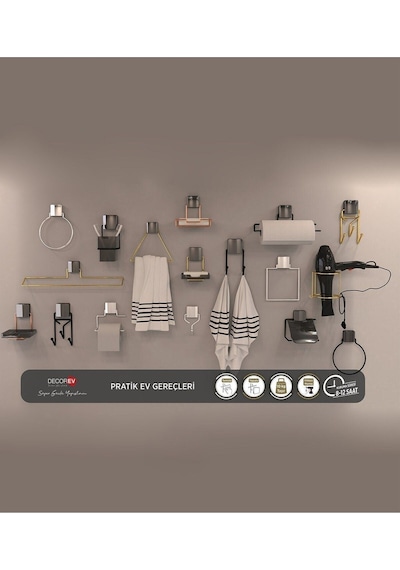 Decorev Fön Makinası Saç Kurutma Makinası Tutucu Yapışkanlı 4792 Siyah