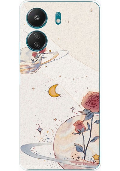 Redmi 13c Uyumlu Gezegen, Yıldız Ve Gül Baskılı Silikon Kılıf Renkli