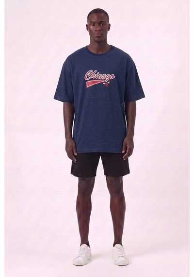 Lixa Chicago Lacivert Oversize Erkek T-shirt 142697 Siyah