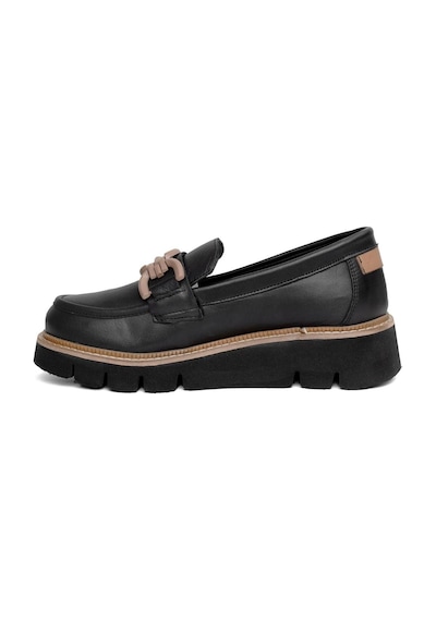 Mammamia D24ya-3205 Hafif Tokalı Deri Kadın Loafer Ayakkabı Bej