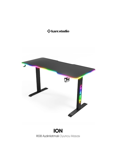 Ion 25mm RGB Aydınlatmalı Oyuncu Masası | Siyah Karbon Fiber Kaplama Ion 25mm RGB Aydınlatmalı Oyuncu Masası | Siyah Karbon Fiber Kaplama