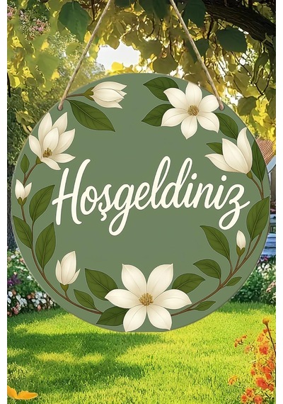 Kututr Hoş Geldiniz Çiçekli Uv Baskı 3d Görünümlü Mdf Kapı Süsü / Askılı Silinebilir Dekoratif Ks025,ks025 Genel