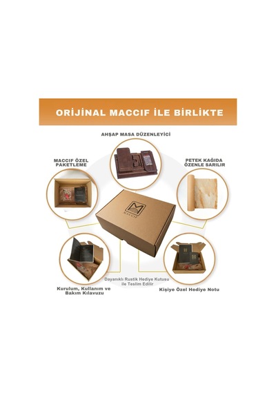 Maccif%100 Masif Maun Ahşap Masaüstü Düzenleyici Erkek Telefon Standı, Saat, Anahtar Ve Kalem Bölmeli Organiza Genel