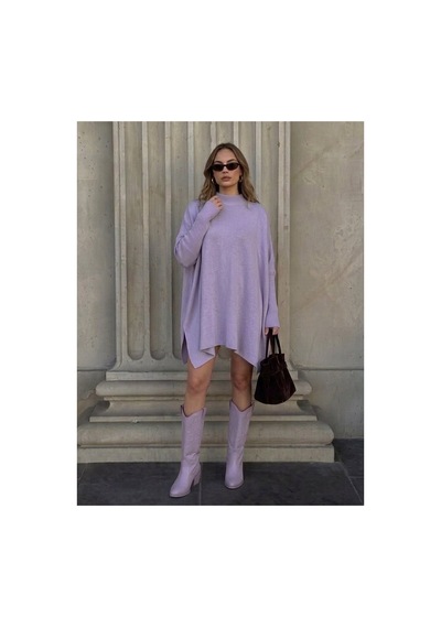 Onno Style Women Düz Triko Standart Panço Lila