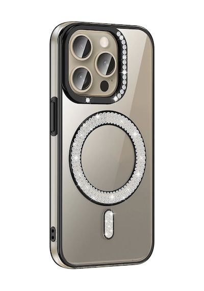Apple Uyumlu iPhone 15 Pro Kılıf Pırlanta Taş Tasarımlı M-safe Şarj Özellikli Zore Karetta Silikon Kapak 1