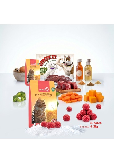 Kuzu Etli Tahılsız Barf Kedi Maması 8 Kg - 1000 G X 8