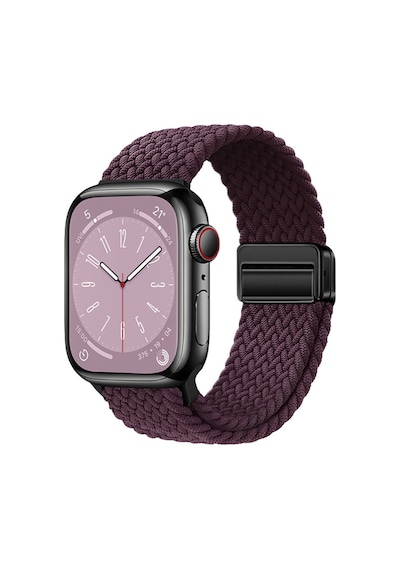 Watch 44mm Mkst Krd-134 Örgü Tasarımlı Hasır Kordon Strap Kayış - Koyu Mor
