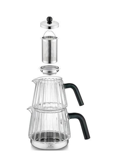 Jumbo Aura Glass İndüksiyon Tabanlı Çelik Çaydalık Şeffaf