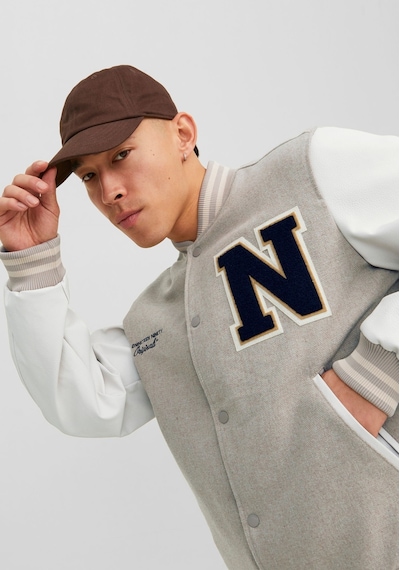 Jack & Jones Harf İşlemeli Bomber Ceket - College 12241559 Crockery Siyah