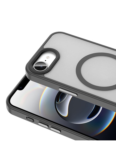 Apple Uyumlu iPhone 17e Kılıf Arkas Yüzey Mat Kamera Çıkıntılı M-safe Wireless Şarj Özellikli Tpu Silikon Sio Kapak Siyah