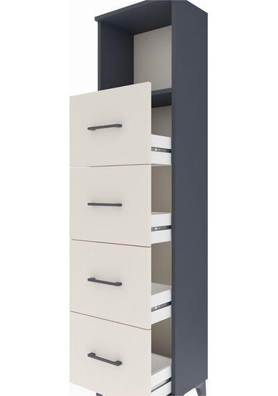 Arges Dolap Tek Raflı 4 Çekmeceli 44x30x182 Antrasit-aytaşı Antrasit